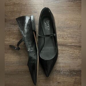 Franco Sarto Black Snakeskin Flats